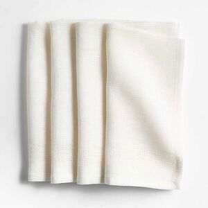 Crate&Barrel Torino Off White EUROPEAN FLAX ™-Certified Linen Dinner Napkins